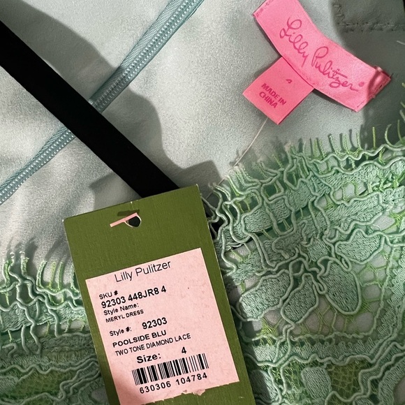 NWT LILLY PULITZER Meryl V-Neck Lace Long Sleeve Green Mini Dress Sz 4 - Picture 4 of 5